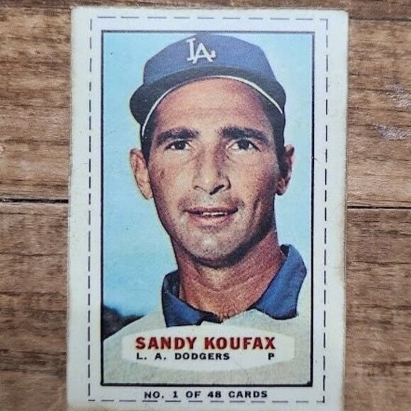 Sandy Koufax cut out card #1 of 48 custom aged card LA Dodgers - Picture 1 of 3